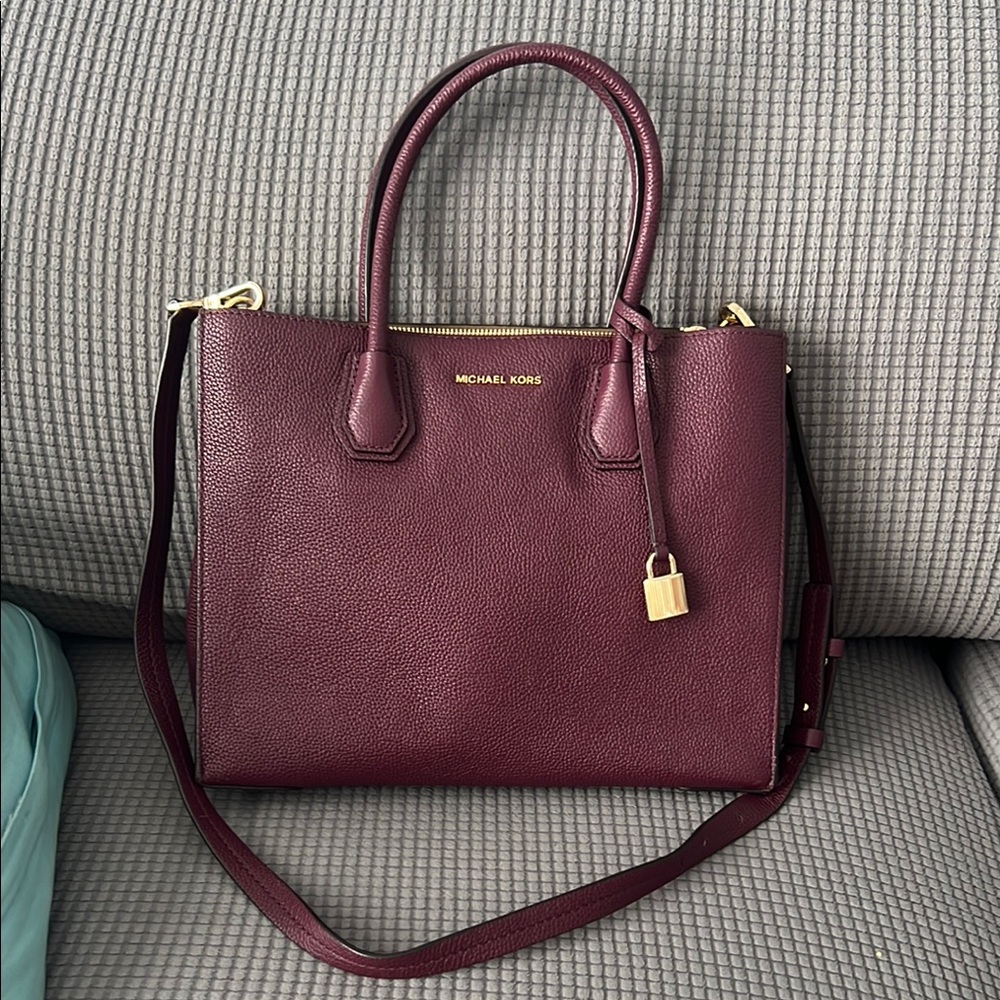 Michael Kors Red Satchel with Gold Hardware
